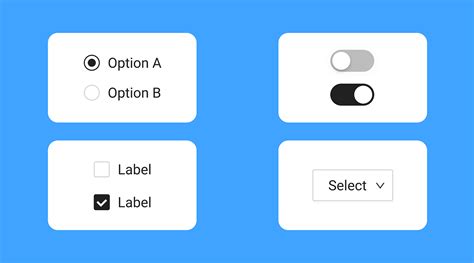 radio buttons and checkboxes